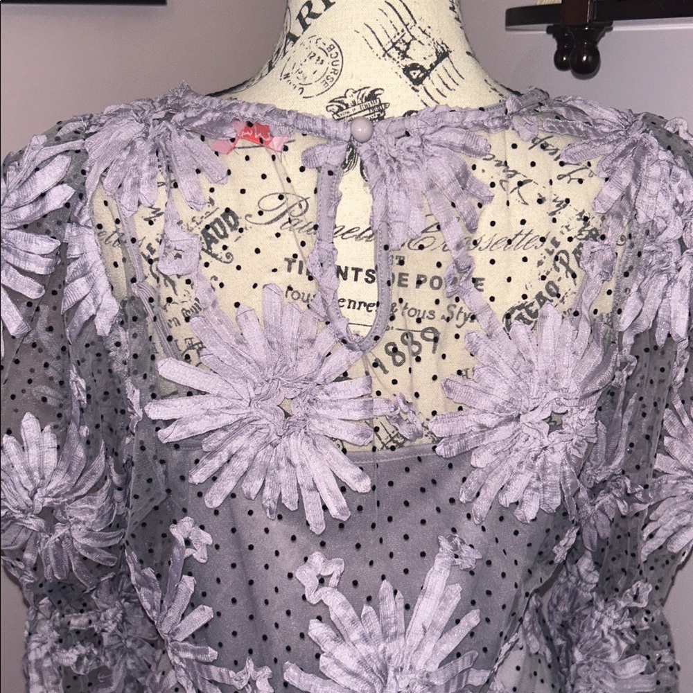 Anthropologie Eva Franco Floral Lace Lavender Top Small 🎉 - Picture 4 of 4
